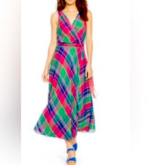 Polo Ralph Lauren Vibrant Plaid Maxi Wrap Dress - Picture 6 of 14